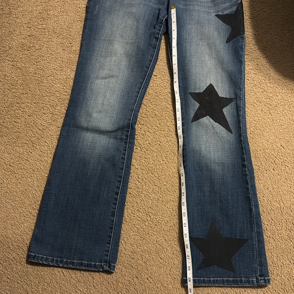 Hand Painted Stars Levi Curvy Bootcut Blue Jeans Size 4 Short - Picture 8 of 11